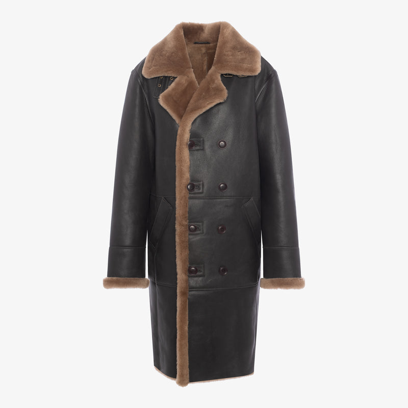 Men Long Double Breasted Shearling Coat – Wolfie Premium Outerwear