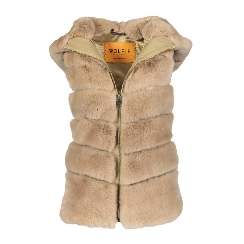 MICHELLE Rex rabbit hooded vest – Wolfie Premium Outerwear