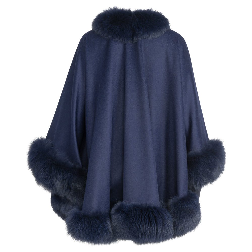 MELANIE Cashmere/Wool Cape with fox trim