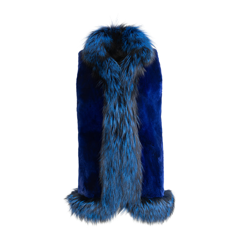 long sleeve dress with fur vest Faux Fur Vest + Swing Dress