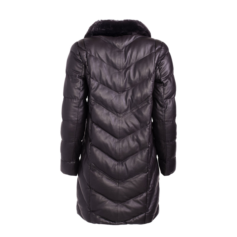 Paula Chevron Quilted Leather Puffer Coat – Wolfie Premium Outerwear