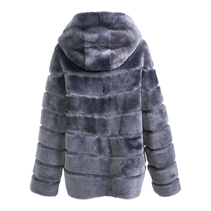 CASEY Shearling fur Reversible hooded jacket
