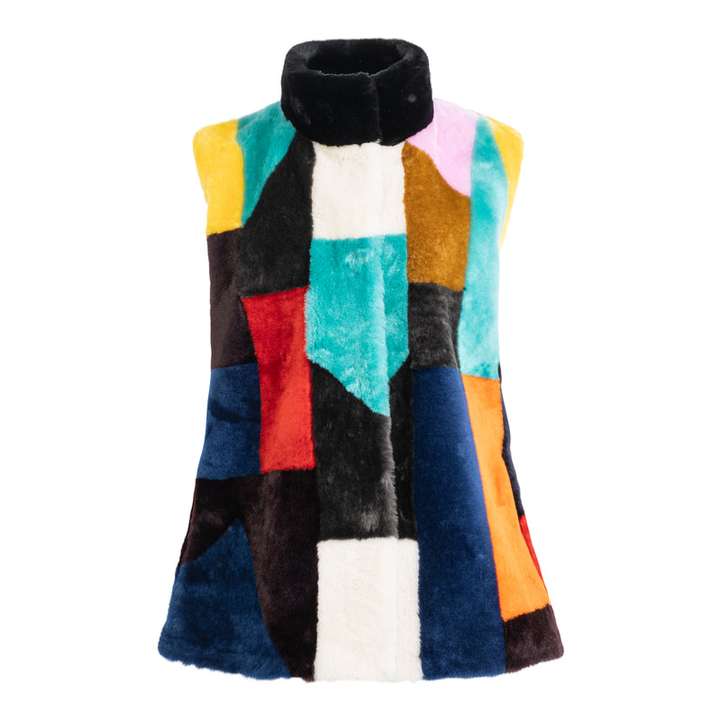 DIXIE - Gilet zippé en peau de mouton mérinos