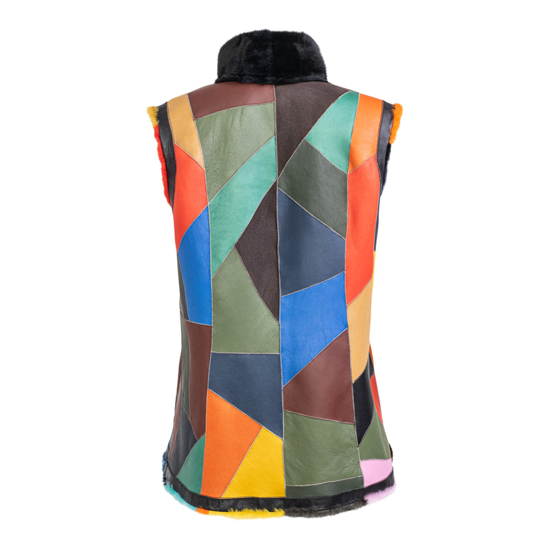 DIXIE - Gilet zippé en peau de mouton mérinos