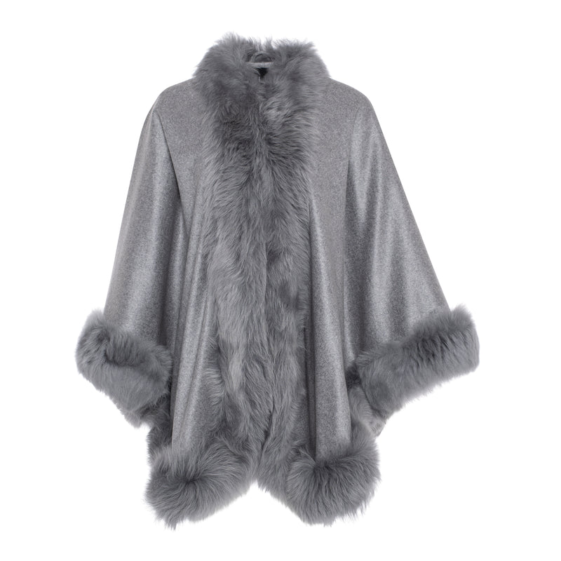 St Tropez Cashmere/Wool Cape with Toscana trim