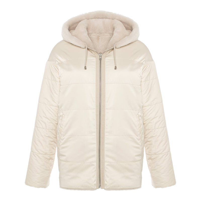 CASEY Shearling fur Reversible hooded jacket