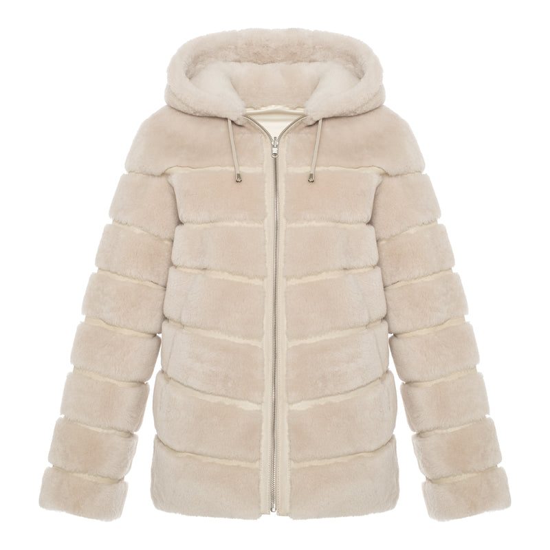 CASEY Shearling fur Reversible hooded jacket