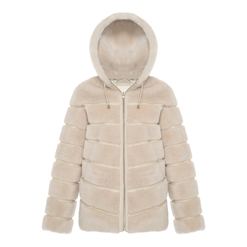 CASEY Shearling fur Reversible hooded jacket