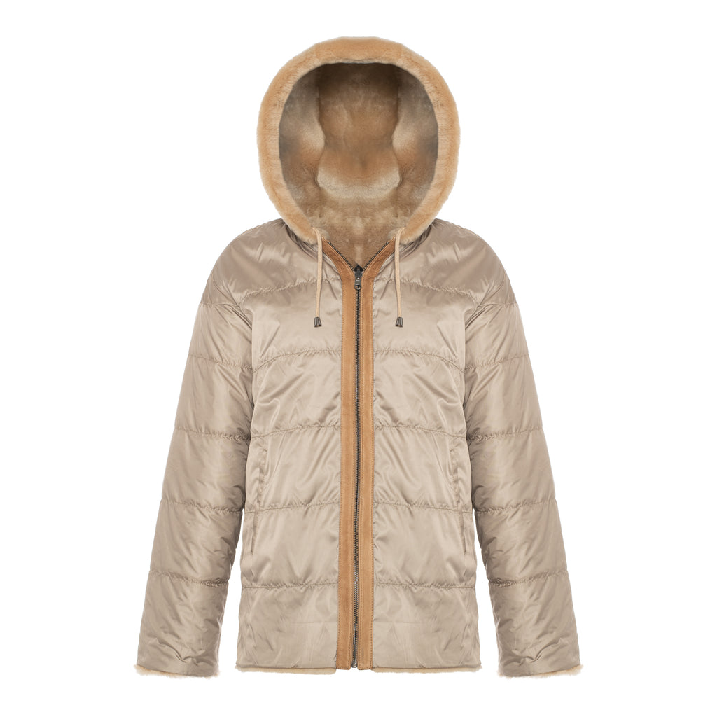 CASEY Shearling fur Reversible hooded jacket