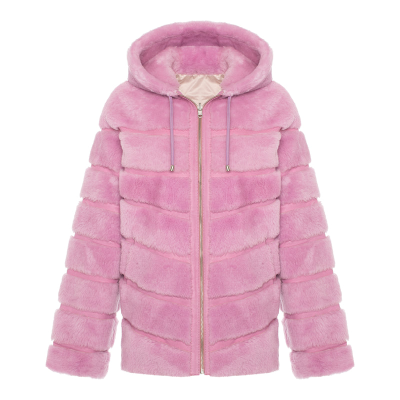 CASEY Shearling fur Reversible hooded jacket