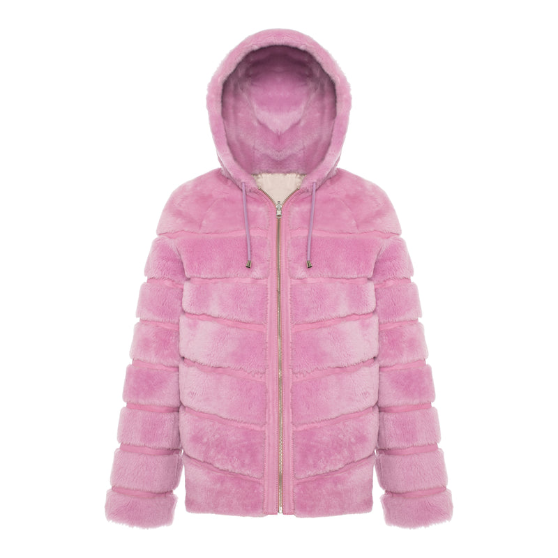 CASEY Shearling fur Reversible hooded jacket