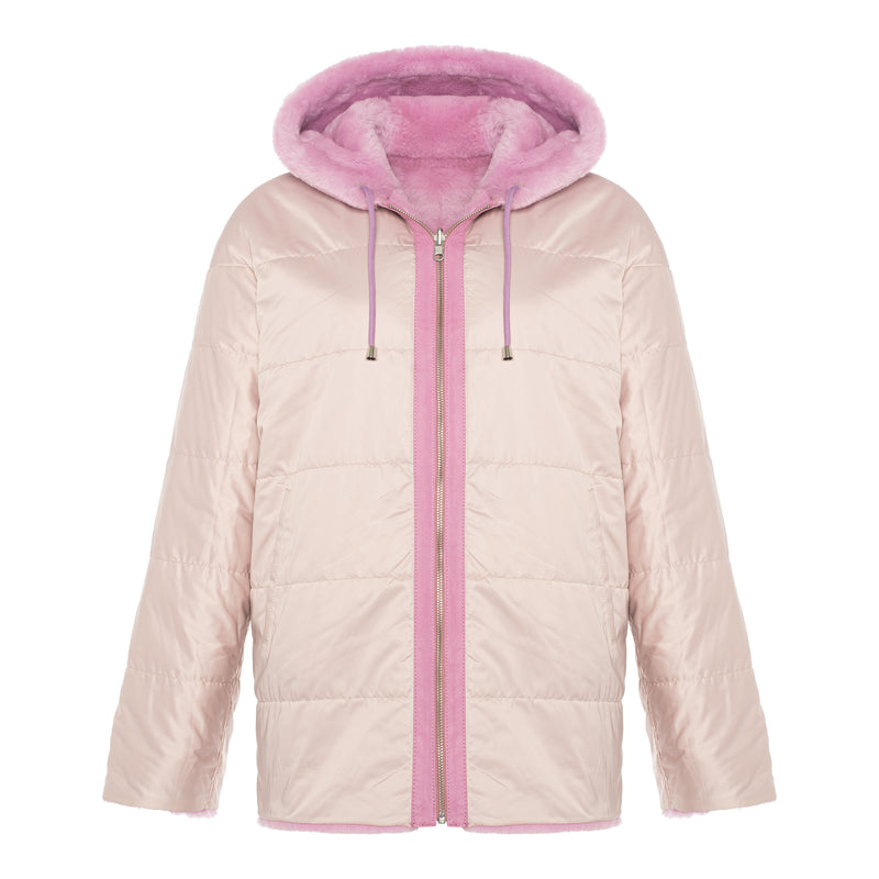 CASEY Shearling fur Reversible hooded jacket