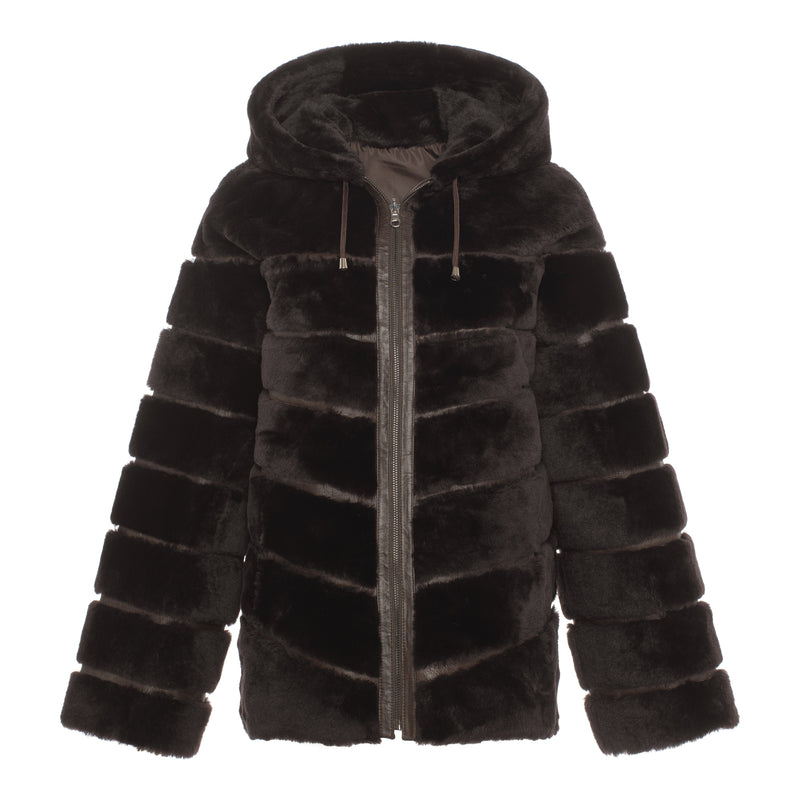 CASEY Shearling fur Reversible hooded jacket