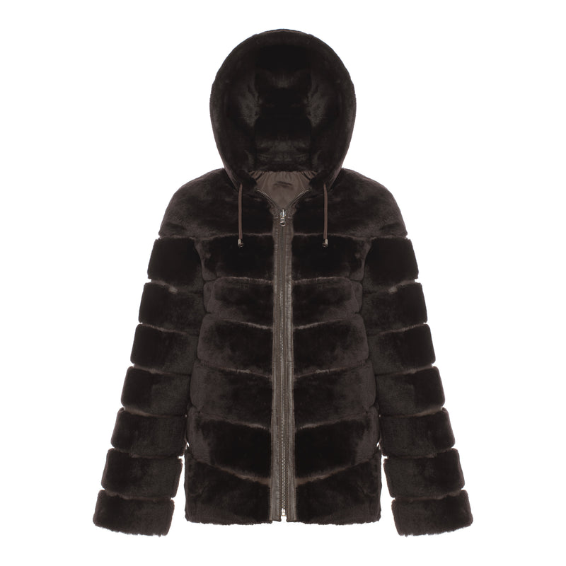 CASEY Shearling fur Reversible hooded jacket