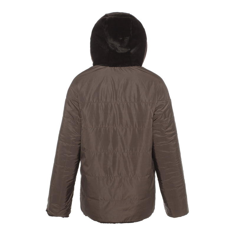 CASEY Shearling fur Reversible hooded jacket