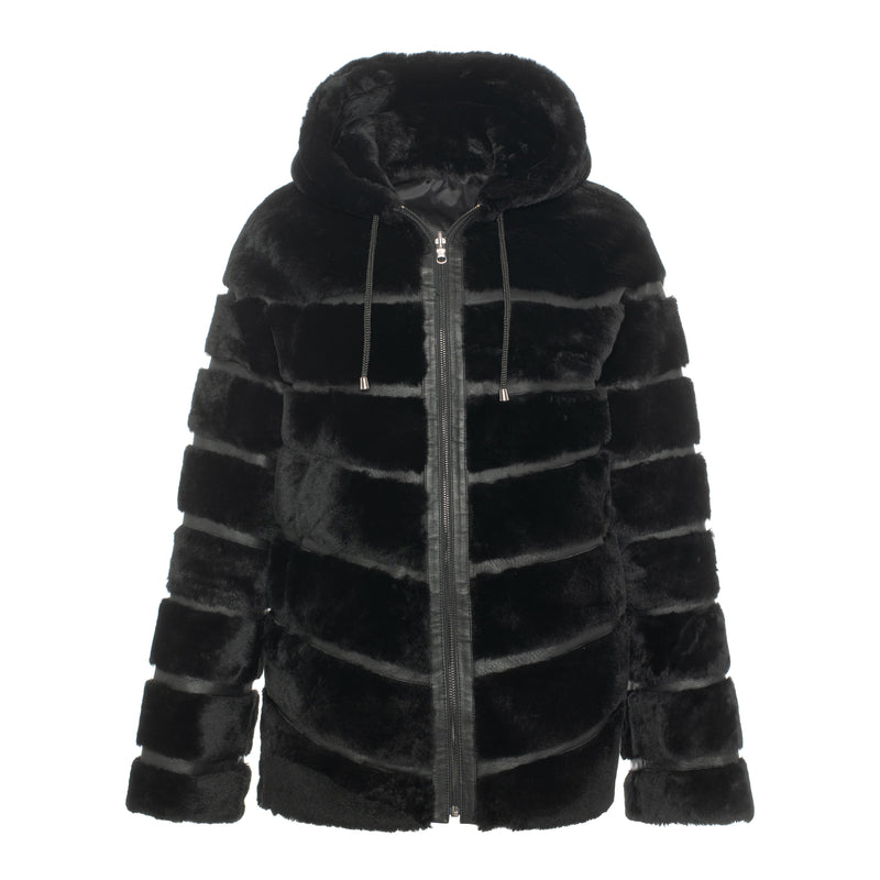 CASEY Shearling fur Reversible hooded jacket