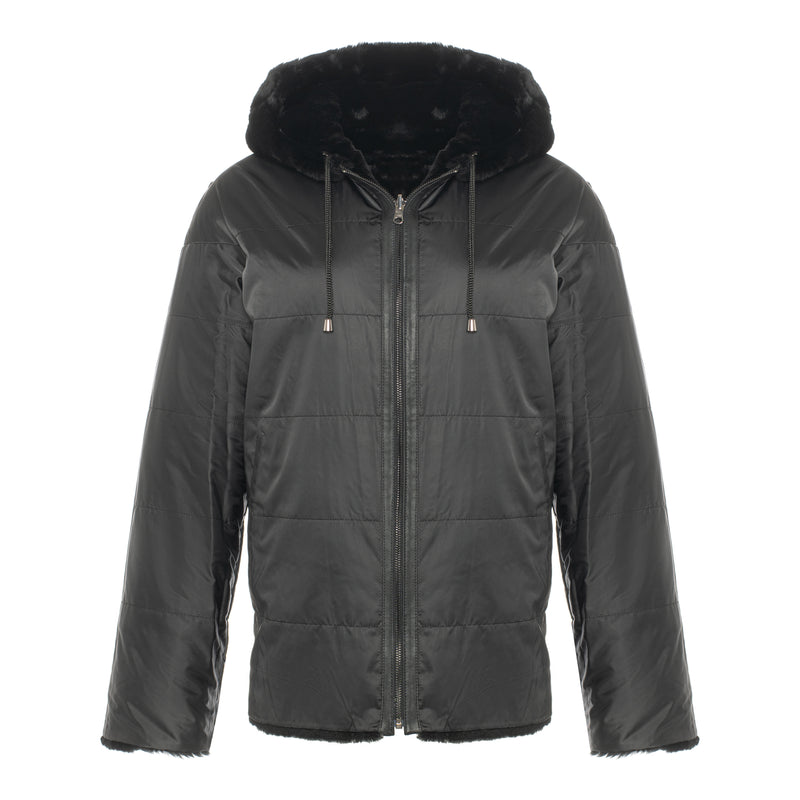 CASEY Shearling fur Reversible hooded jacket