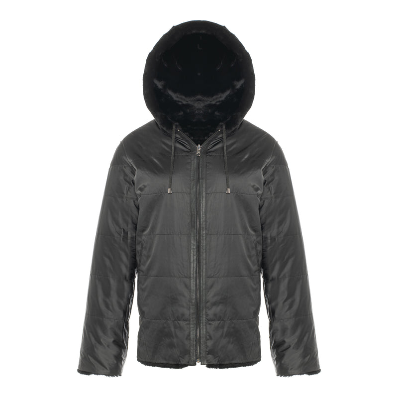 CASEY Shearling fur Reversible hooded jacket