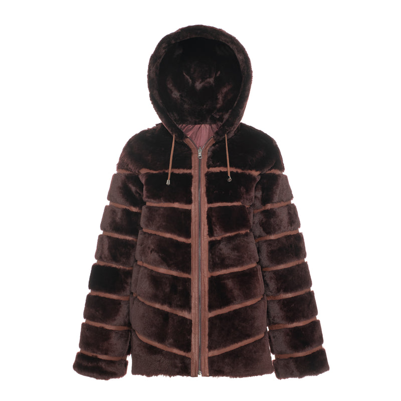 CASEY Shearling fur Reversible hooded jacket