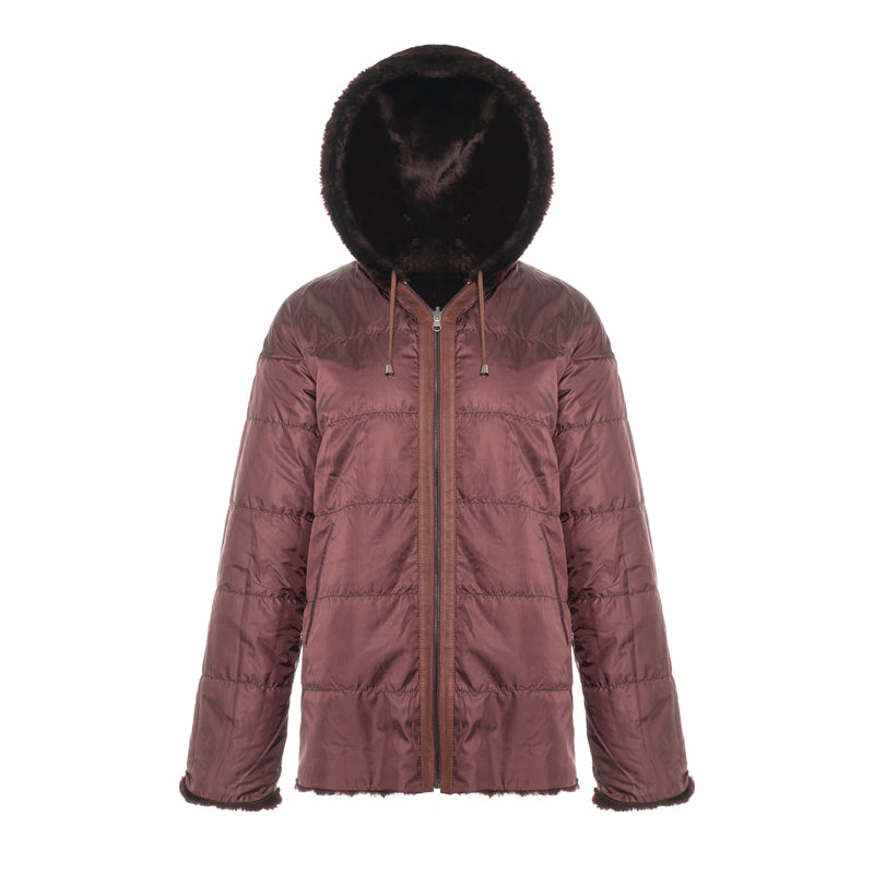 CASEY Shearling fur Reversible hooded jacket