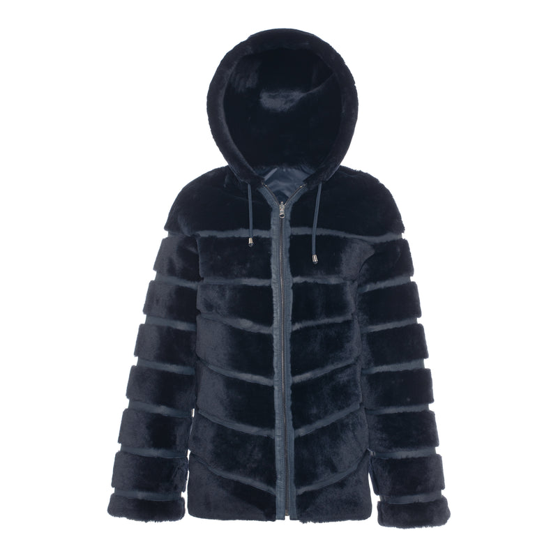 CASEY Shearling fur Reversible hooded jacket