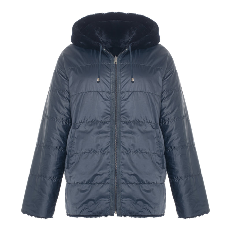 CASEY Shearling fur Reversible hooded jacket