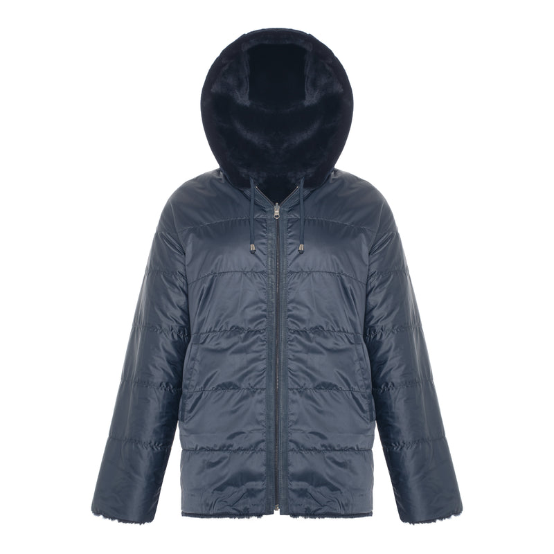 CASEY Shearling fur Reversible hooded jacket