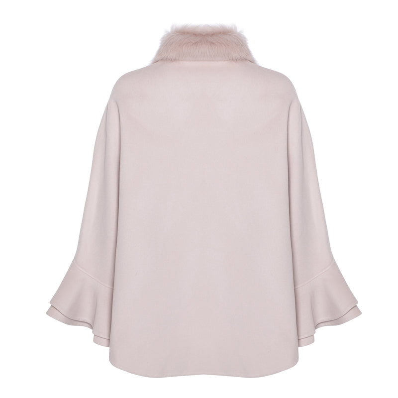 ERICA Cashmere ruffle cape with Shearling