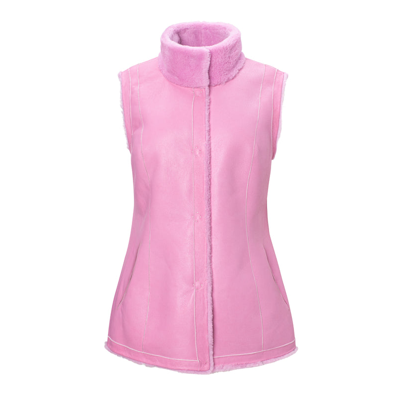 DIXIE - Gilet zippé en peau de mouton mérinos