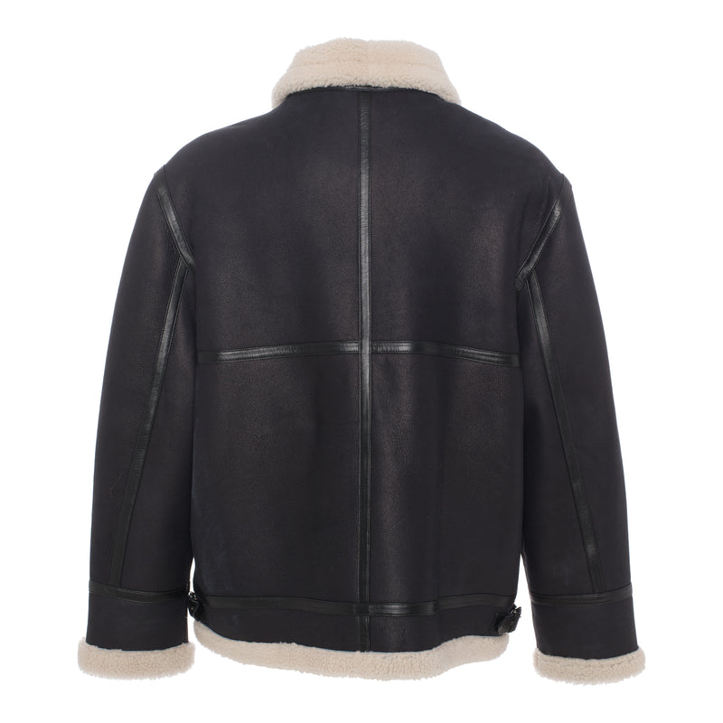 LEVY Men Shearling Sheepskin Moto Jacket