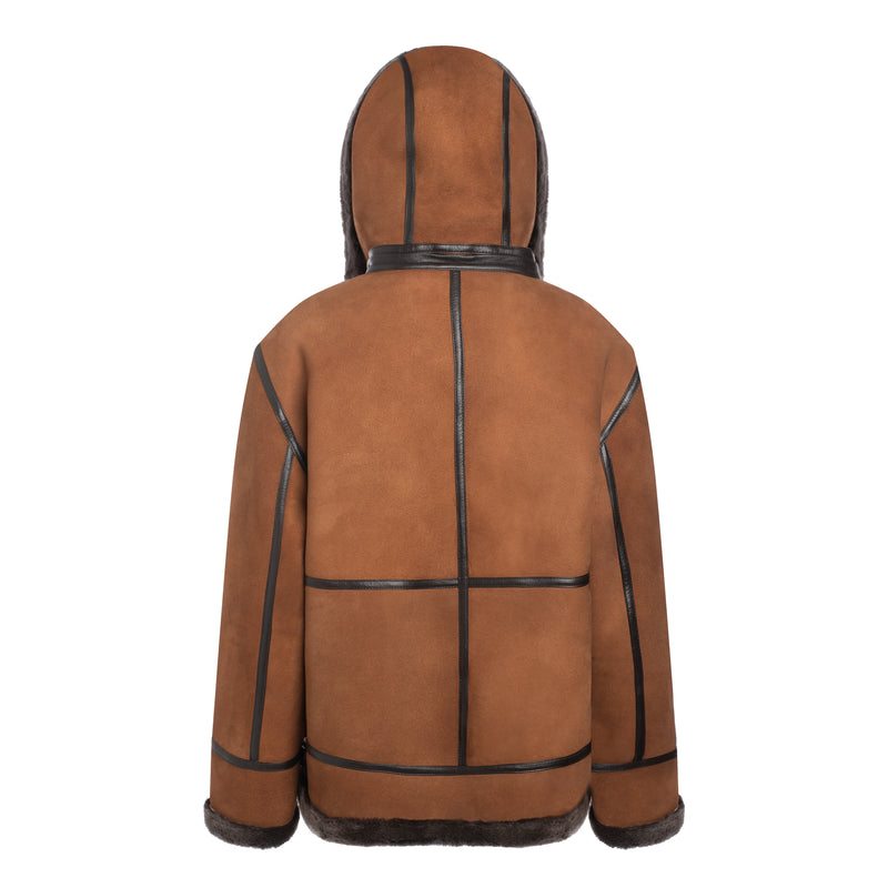 CAPTAIN Men Hooded Merino Sheepskin Aviator Jacket