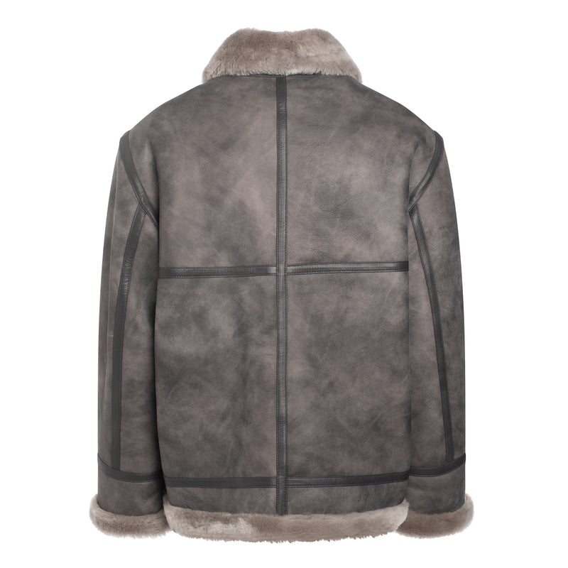 LEVY Men Shearling Sheepskin Moto Jacket