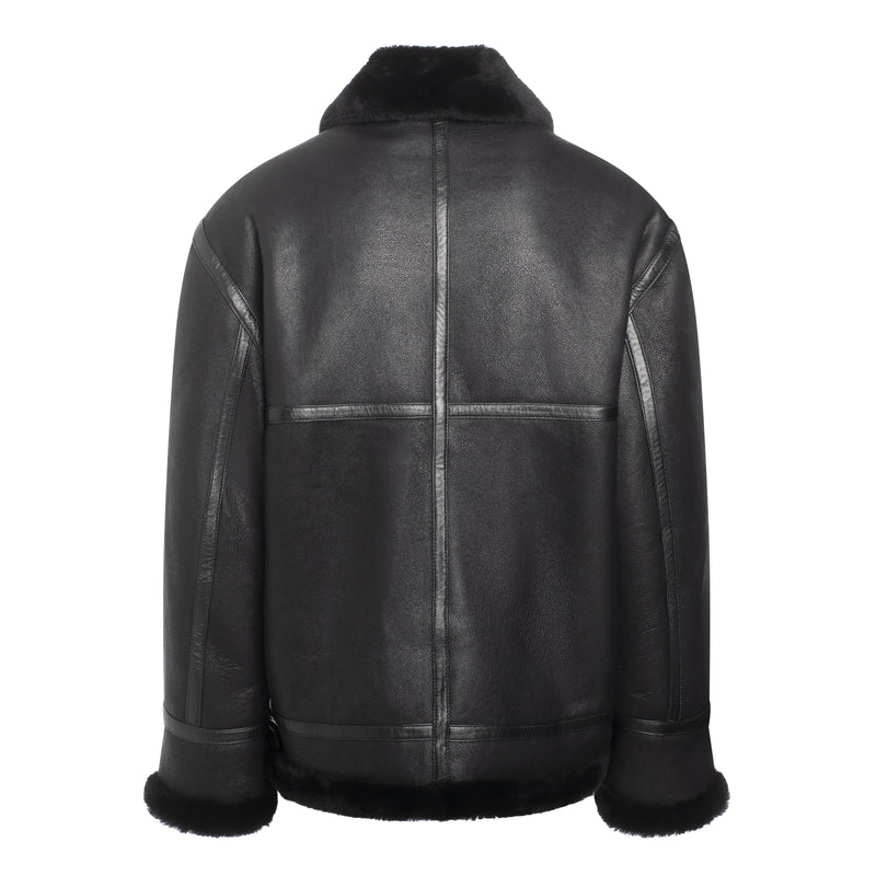 LEVY Men Shearling Sheepskin Moto Jacket