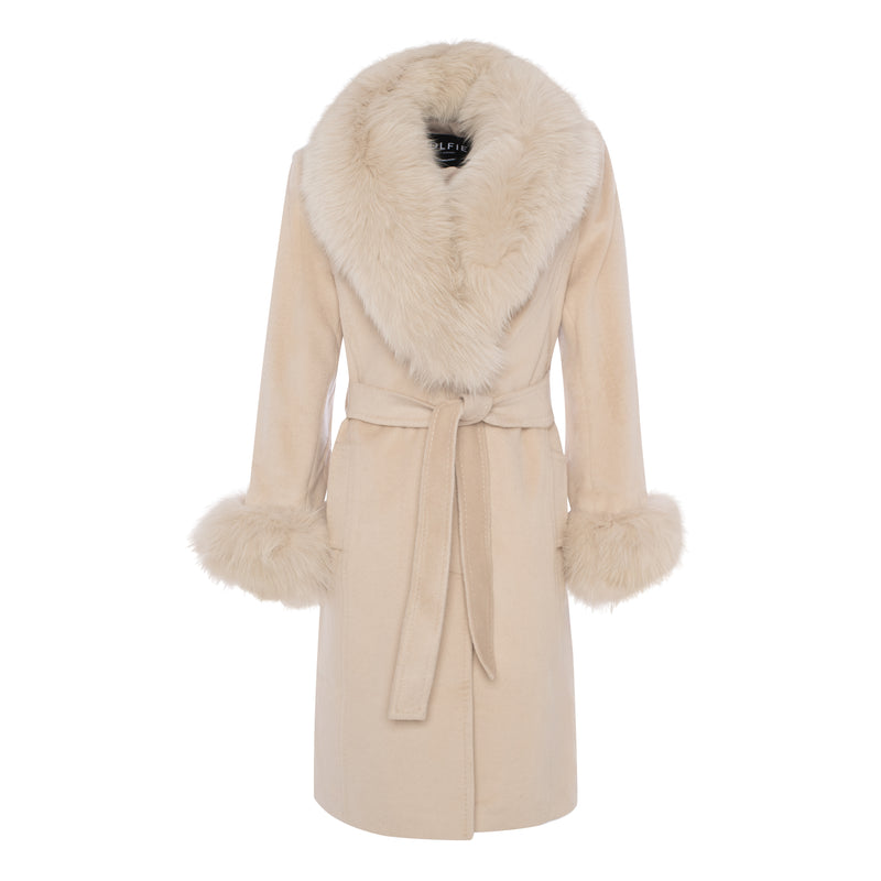 Zina Cashmere Fur Trim Coat