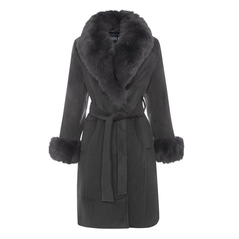 Zina Cashmere Fur Trim Coat