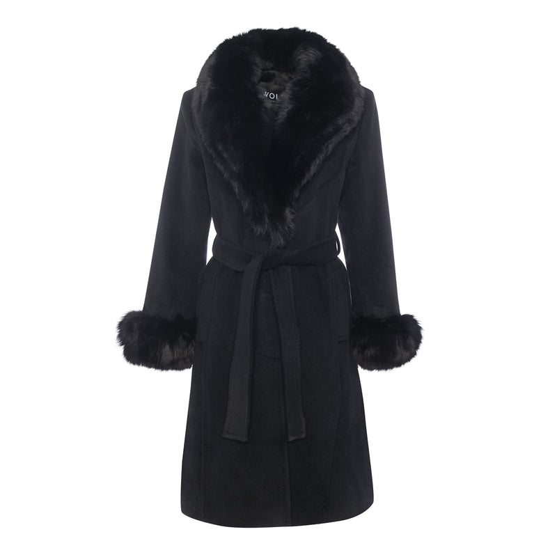 Zina Cashmere Fur Trim Coat