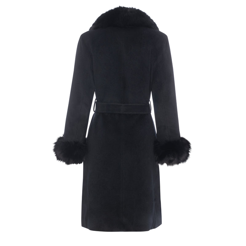 Zina Cashmere Fur Trim Coat