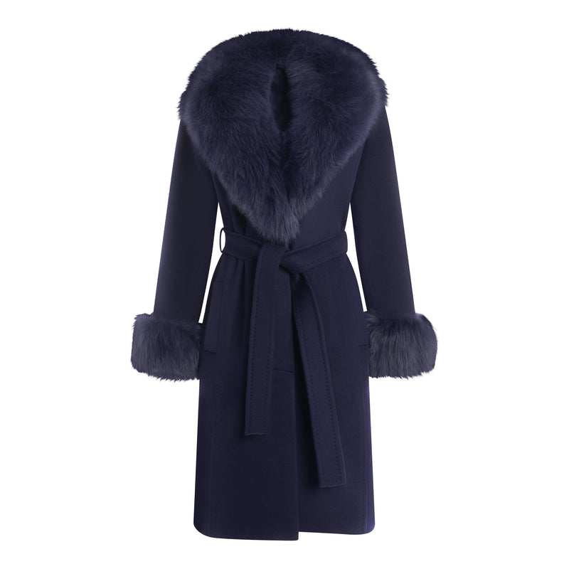 Zina Cashmere Fur Trim Coat