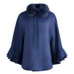 ERICA Cashmere ruffle cape with Shearling