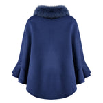 ERICA Cashmere ruffle cape with Shearling