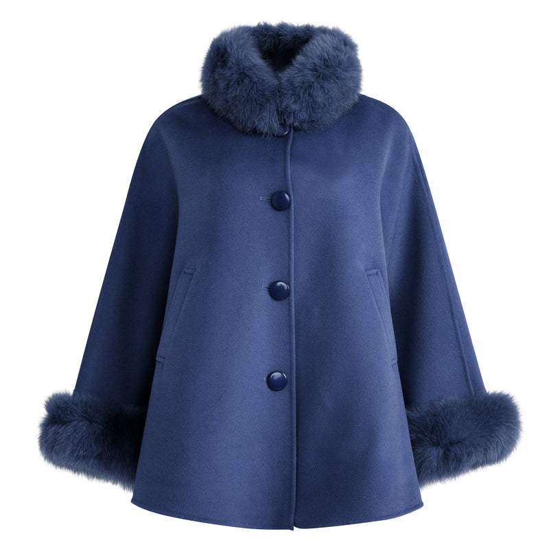 Versailles Cape trim cashmere cape