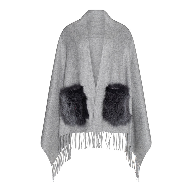 SHIRLEY Cashmere shawl with fox pockets