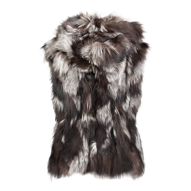 FIONA Sculpted hooded fox fur vest