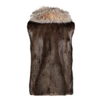 JOYCE Long hair beaver fur vest with fox fur tuxedo