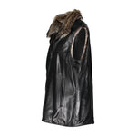 HARRY Men leather vest with raccoon fur lining