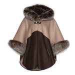 Cashmere hooded cape with fox fur trims – Wolfie Premium Outerwear