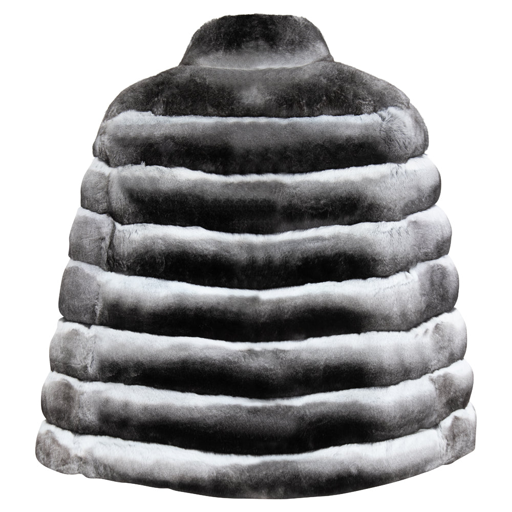 BELLA Mockneck chinchilla fur cape