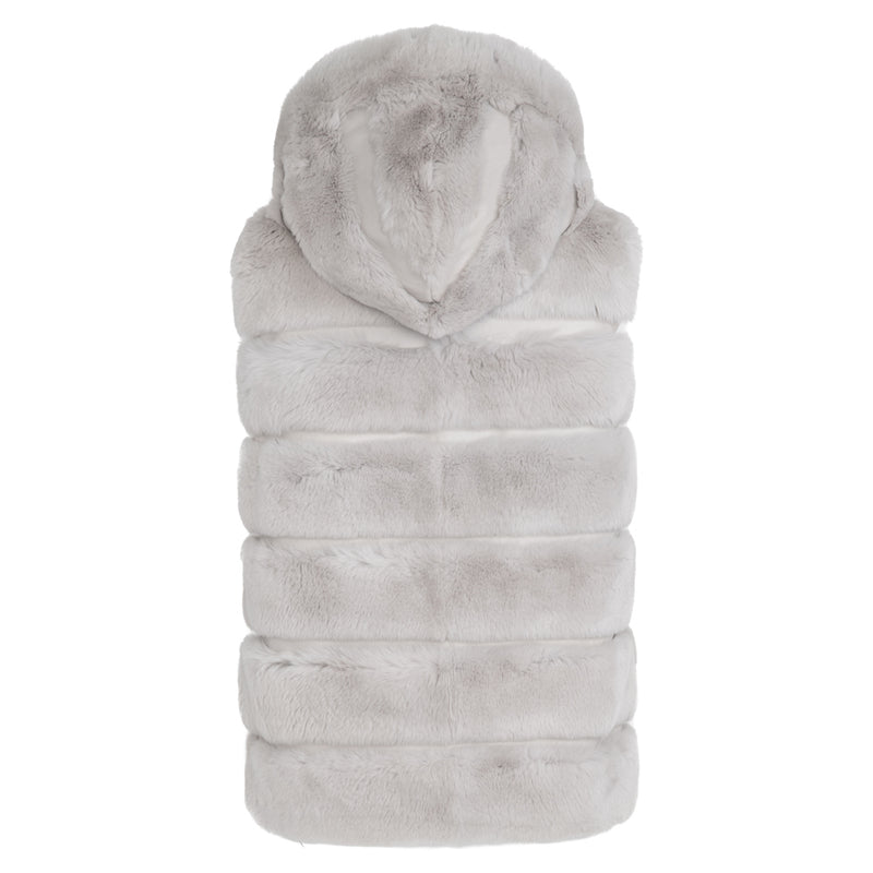 Winter White Hooded Vest Fur Trimmed - The Initial Choice