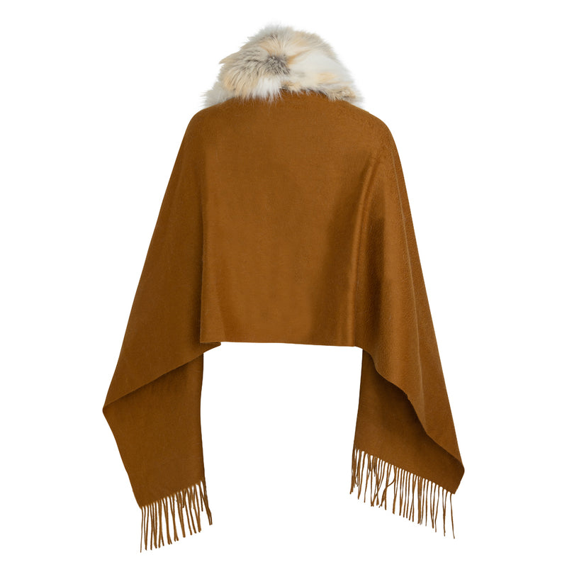 SHELLY Shawl with front fox trim