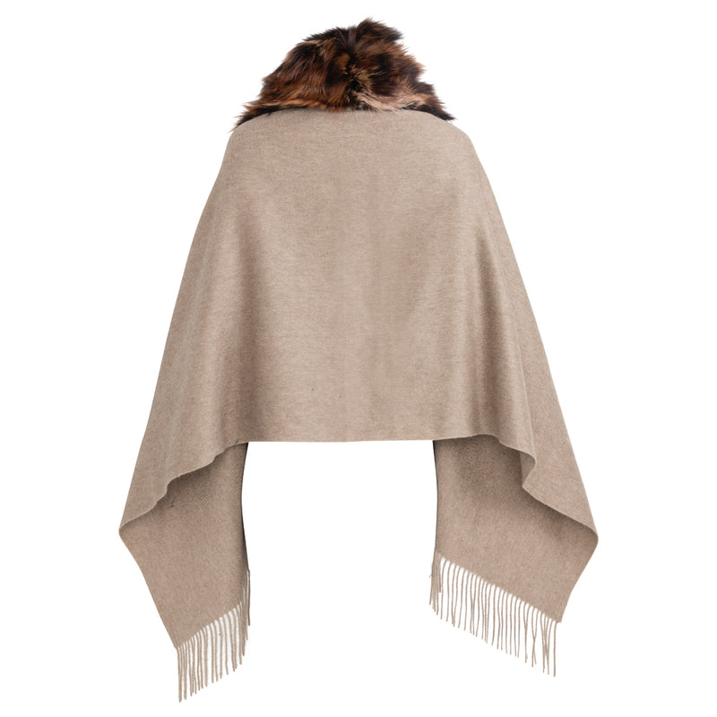 SHELLY Shawl with front fox trim